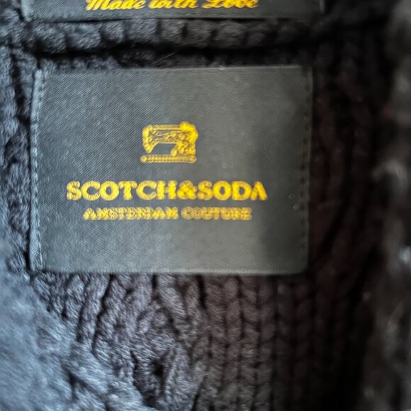 *Super Comfy* Scotch & Soda Shawl-Collar Chunky Cable-Knit Sweater (Black, S) - Picture 4 of 4